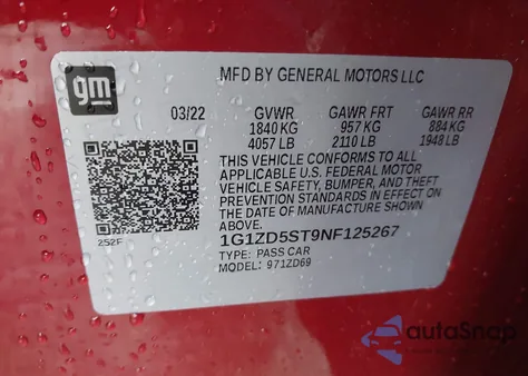 2022 Chevrolet Malibu Fwd Lt from USA, damaged, VIN 1G1ZD5ST9NF125267